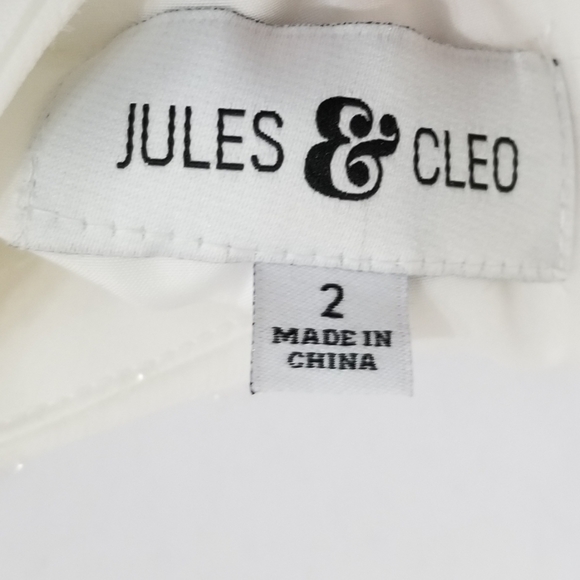NWT Jules & Cleo White Shimmery Polka DotShort Sleeve Mini Dress Size 2 - Picture 12 of 13
